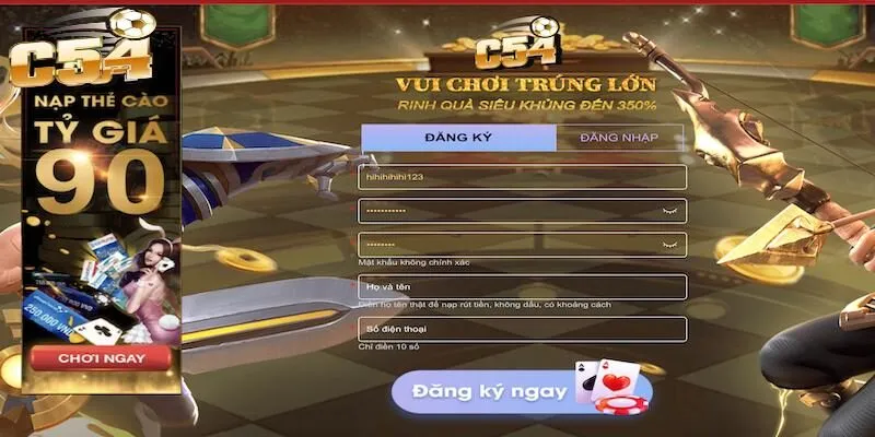 Tạo nick cá cược C54 để chơi game hấp dẫn