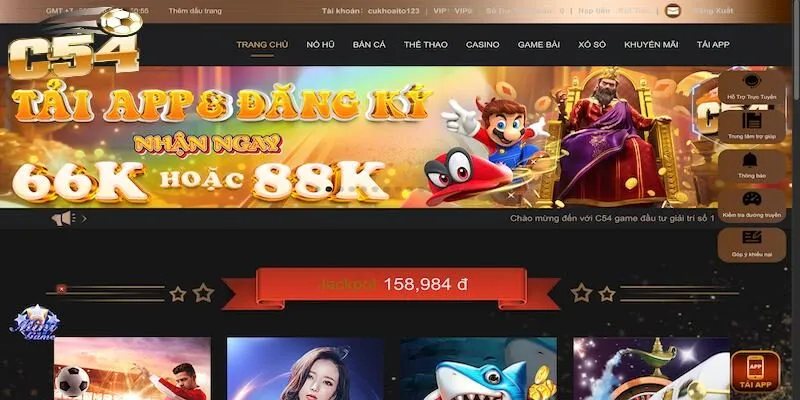 Rút tiền C54 dễ như trở bàn tay chỉ trong và phút tham gia