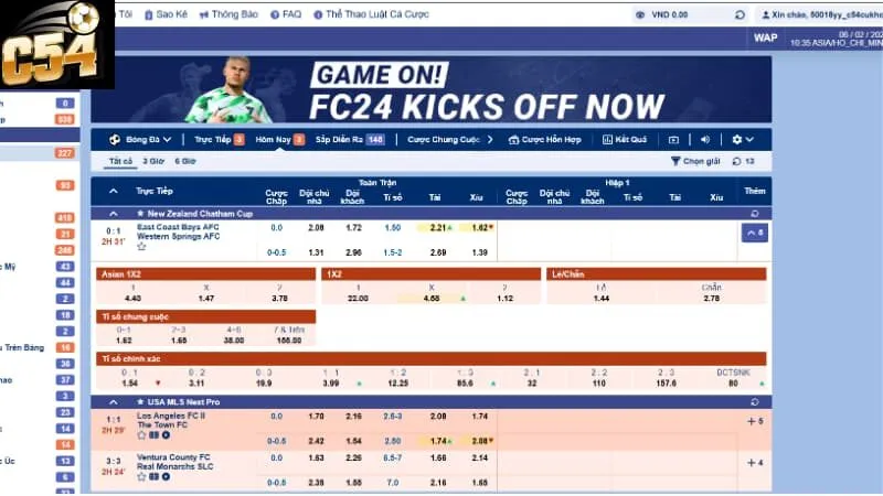 Tổng hợp các kèo cá cược hot tại thể thao C54